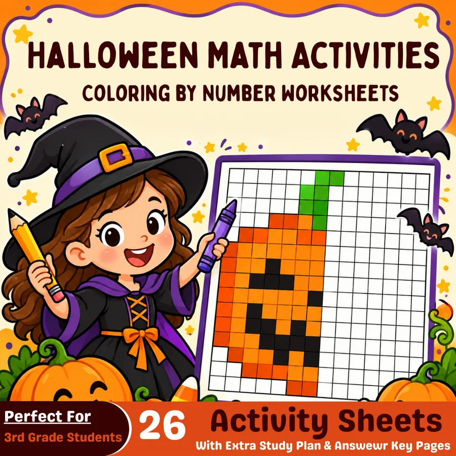 3rd Grade Halloween Math Mystery Pictures cover