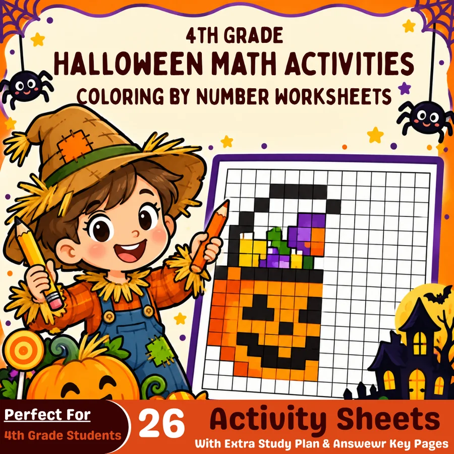 4th Grade Halloween Math Mystery Pictures cover