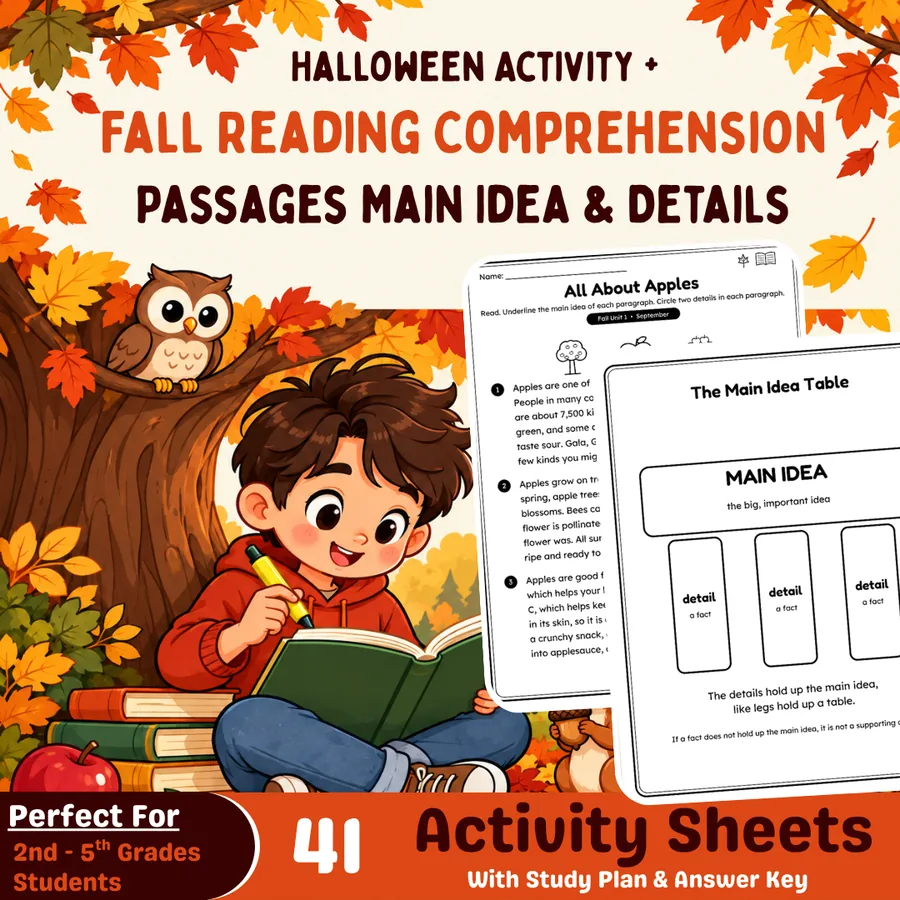 Fall Main Idea Reading Passages cover